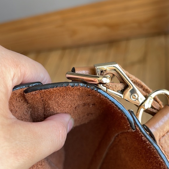 Rebecca Mink Off Pebbled Leather Studded Saddle Bag, Almond - Picture 5 of 5